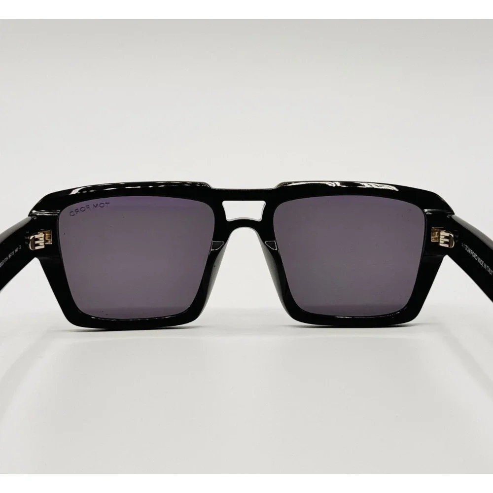 Tom Ford Sunglasses Redford TF1153 01A Shiny Black Pilot Frame Gray Lens 56mm